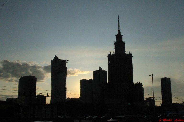 photography Warsaw sunset over the palace of culture and science